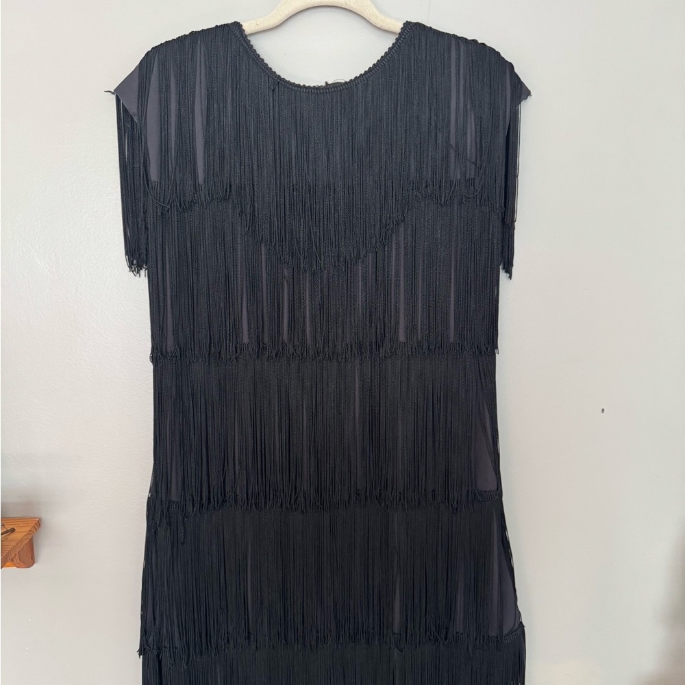 Chic Black Fringe Mini Dress